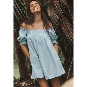 Free People Pale Blue Off-the-Shoulder Mini Dress